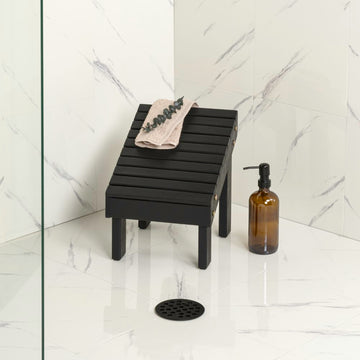 Saru 11.8" Traditional Classic Solid Acacia Wood Shower Shaving Foot Stool